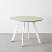 THE CAFE TABLE / リノリウム 全24色　White Steel 4本脚 × ラウンド φ81 - 100
