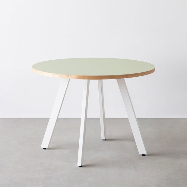THE CAFE TABLE / リノリウム 全24色　White Steel 4本脚 × ラウンド φ81 - 100
