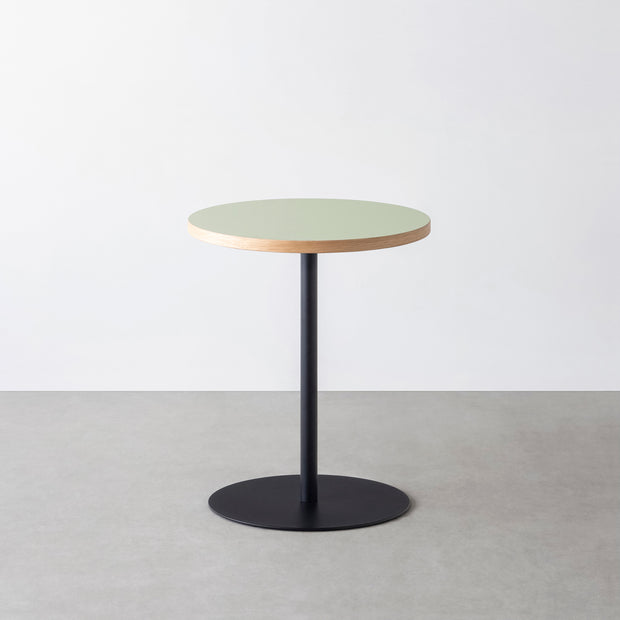 THE CAFE TABLE / リノリウム 全24色　Black Steel 1本脚 × ラウンド φ50 - 60