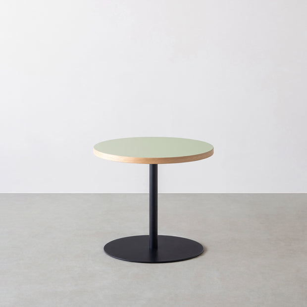 THE CAFE TABLE / リノリウム 全24色　Black Steel 1本脚 × ラウンド φ50 - 60