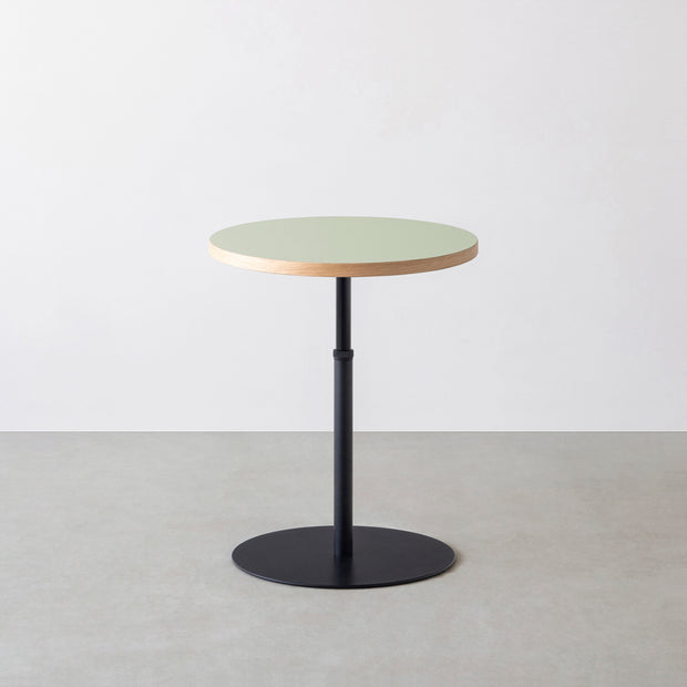 THE CAFE TABLE / リノリウム 全24色　Black Steel 1本脚 × ラウンド φ50 - 60