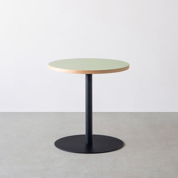 THE CAFE TABLE / リノリウム 全24色　Black Steel 1本脚 × ラウンド φ61 - 70