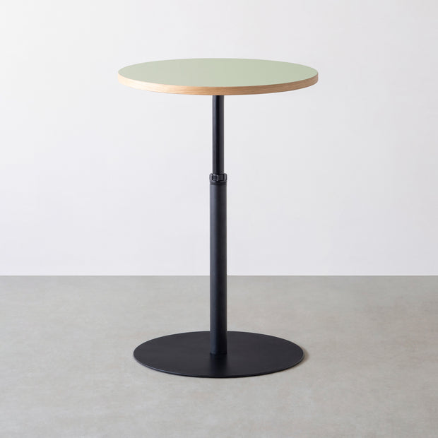 THE CAFE TABLE / リノリウム 全24色　Black Steel 1本脚 × ラウンド φ61 - 70