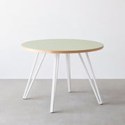 THE CAFE TABLE / リノリウム 全24色　White Steel 4本脚 × ラウンド φ81 - 100