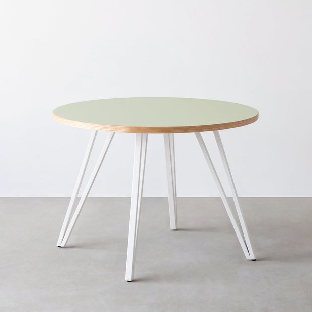 THE CAFE TABLE / リノリウム 全24色　White Steel 4本脚 × ラウンド φ81 - 100
