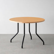 THE CAFE TABLE / リノリウム 全24色　Black Steel 4本脚 × ラウンド φ81 - 100