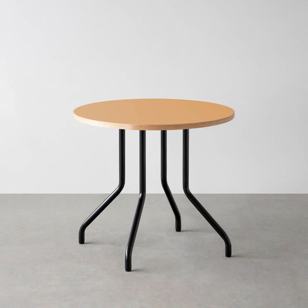 THE CAFE TABLE / リノリウム 全24色　Black Steel 4本脚 × ラウンド φ61 - 80
