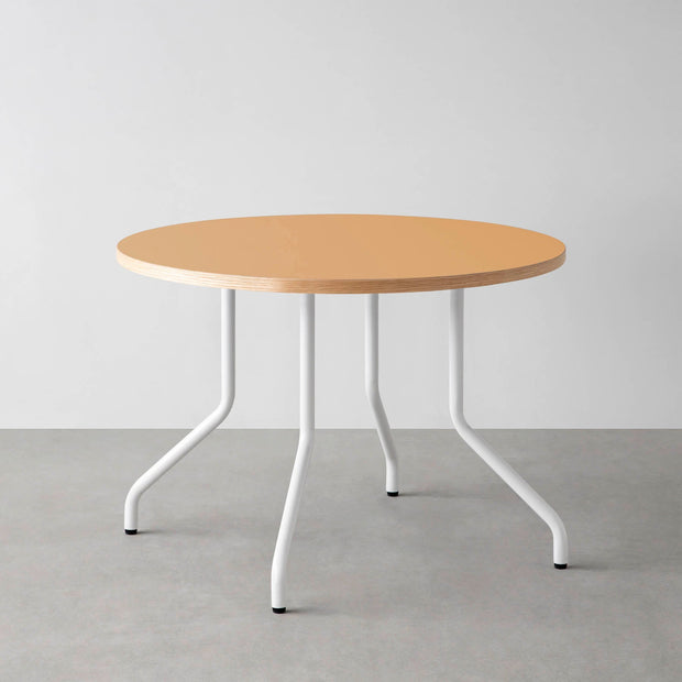 THE CAFE TABLE / リノリウム 全24色　White Steel 4本脚 × ラウンド φ81 - 100