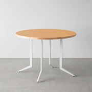 THE CAFE TABLE / リノリウム 全24色　White Steel 4本脚 × ラウンド φ81 - 100