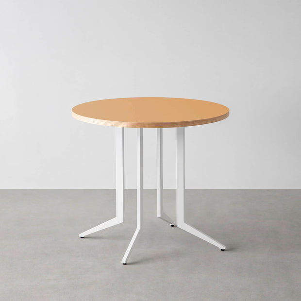 THE CAFE TABLE / リノリウム 全24色　White Steel 4本脚 × ラウンド φ61 - 80