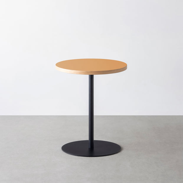 THE CAFE TABLE / リノリウム 全24色　Black Steel 1本脚 × ラウンド φ50 - 60