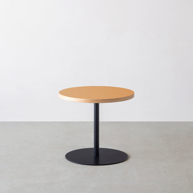 THE CAFE TABLE / リノリウム 全24色　Black Steel 1本脚 × ラウンド φ50 - 60