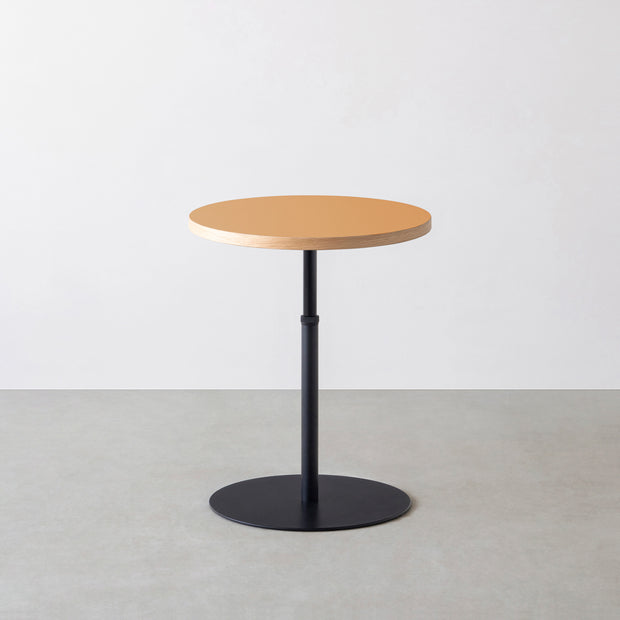 THE CAFE TABLE / リノリウム 全24色　Black Steel 1本脚 × ラウンド φ50 - 60