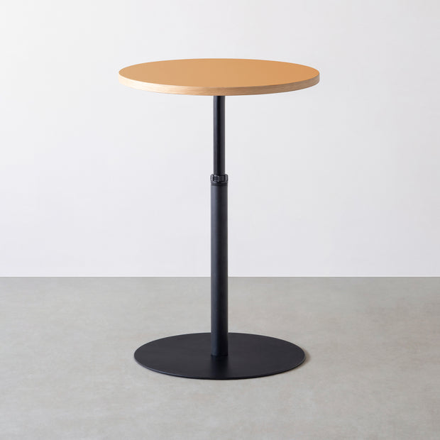 THE CAFE TABLE / リノリウム 全24色　Black Steel 1本脚 × ラウンド φ61 - 70