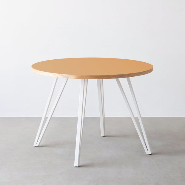 THE CAFE TABLE / リノリウム 全24色　White Steel 4本脚 × ラウンド φ81 - 100