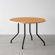 THE CAFE TABLE / リノリウム 全24色　Black Steel 4本脚 × ラウンド φ81 - 100