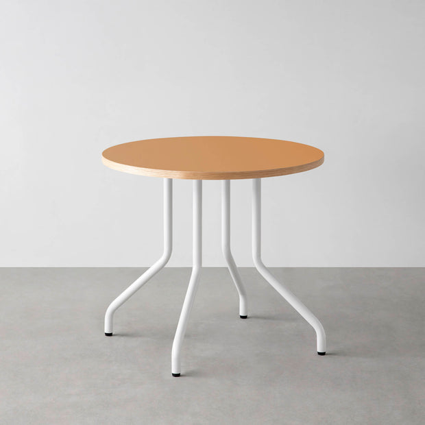 THE CAFE TABLE / リノリウム 全24色　White Steel 4本脚 × ラウンド φ61 - 80