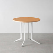 THE CAFE TABLE / リノリウム 全24色　White Steel 4本脚 × ラウンド φ61 - 80