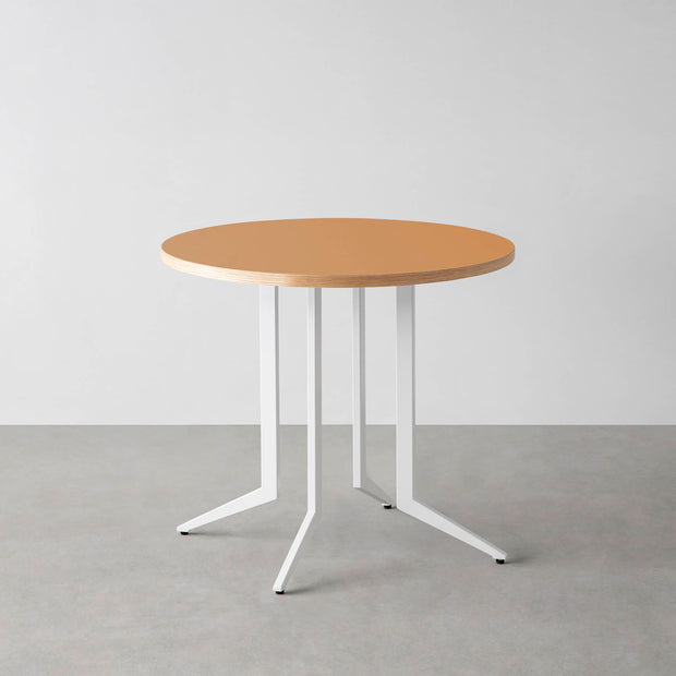 THE CAFE TABLE / リノリウム 全24色　White Steel 4本脚 × ラウンド φ61 - 80