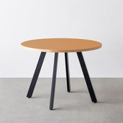 THE CAFE TABLE / リノリウム 全24色　Black Steel 4本脚 × ラウンド φ81 - 100