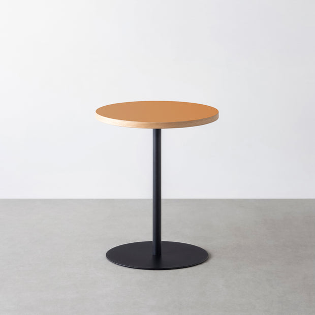 THE CAFE TABLE / リノリウム 全24色　Black Steel 1本脚 × ラウンド φ50 - 60
