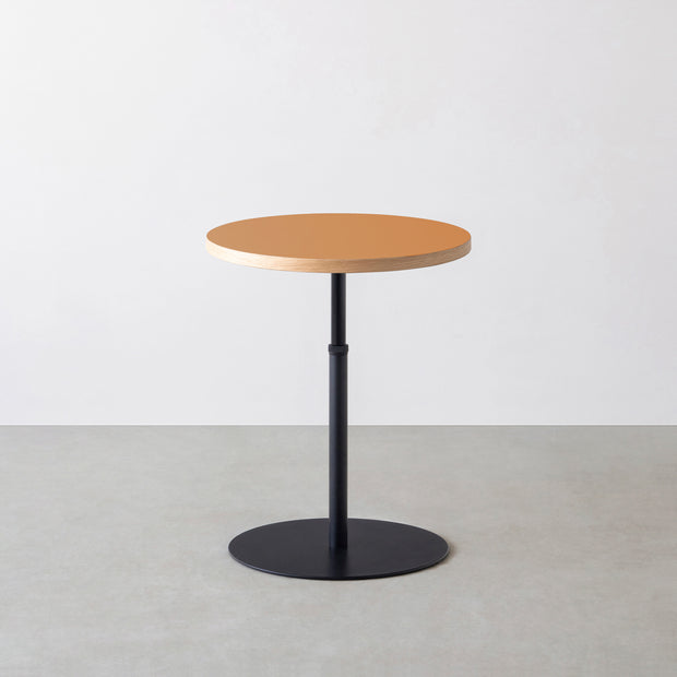 THE CAFE TABLE / リノリウム 全24色　Black Steel 1本脚 × ラウンド φ50 - 60