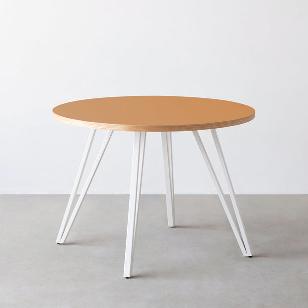 THE CAFE TABLE / リノリウム 全24色　White Steel 4本脚 × ラウンド φ81 - 100