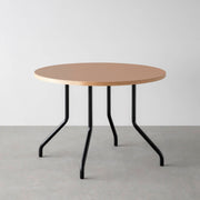 THE CAFE TABLE / リノリウム 全24色　Black Steel 4本脚 × ラウンド φ81 - 100