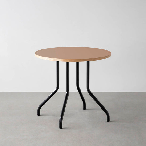 THE CAFE TABLE / リノリウム 全24色　Black Steel 4本脚 × ラウンド φ61 - 80