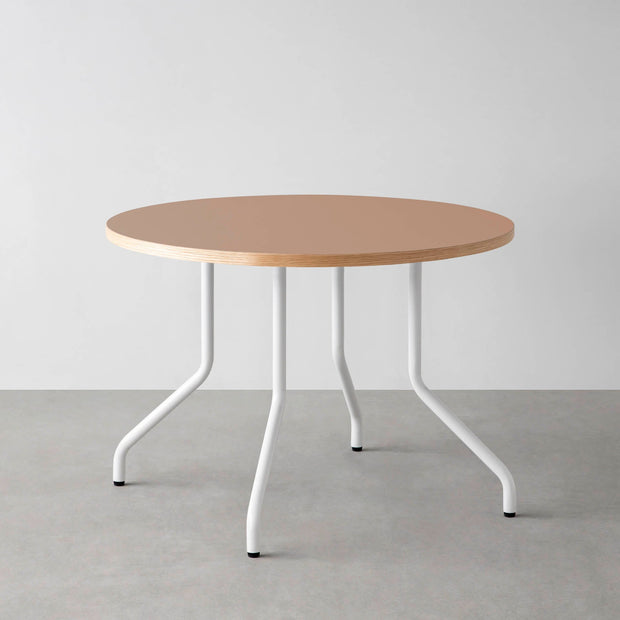 THE CAFE TABLE / リノリウム 全24色　White Steel 4本脚 × ラウンド φ81 - 100