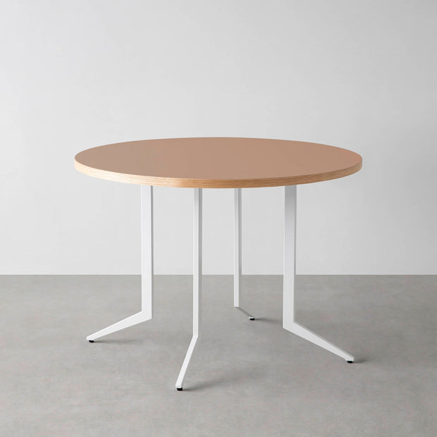 THE CAFE TABLE / リノリウム 全24色　White Steel 4本脚 × ラウンド φ81 - 100