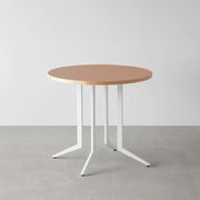 THE CAFE TABLE / リノリウム 全24色　White Steel 4本脚 × ラウンド φ61 - 80