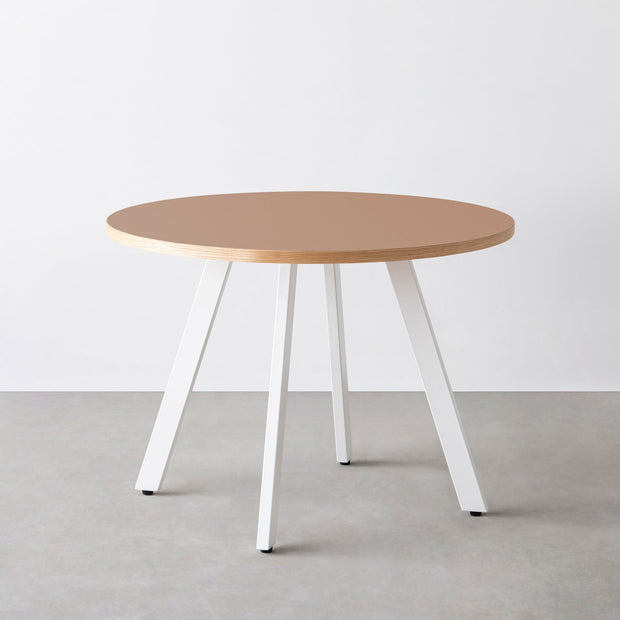 THE CAFE TABLE / リノリウム 全24色　White Steel 4本脚 × ラウンド φ81 - 100