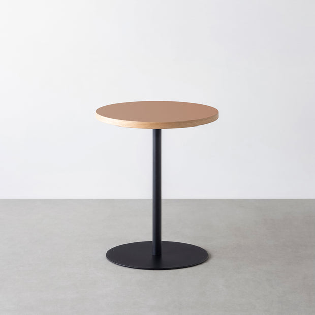THE CAFE TABLE / リノリウム 全24色　Black Steel 1本脚 × ラウンド φ50 - 60