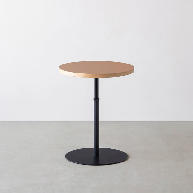 THE CAFE TABLE / リノリウム 全24色　Black Steel 1本脚 × ラウンド φ50 - 60