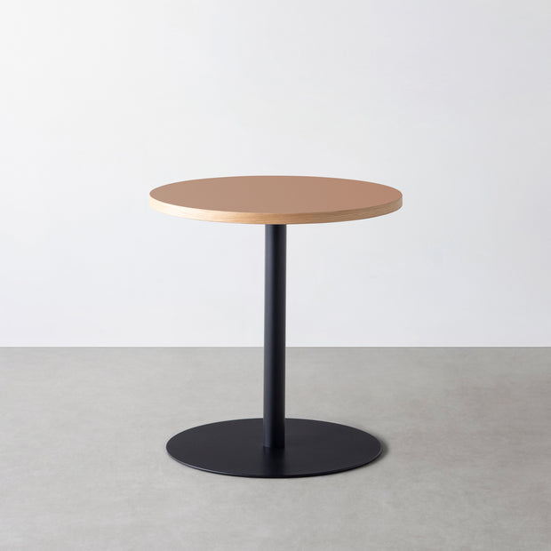 THE CAFE TABLE / リノリウム 全24色　Black Steel 1本脚 × ラウンド φ61 - 70