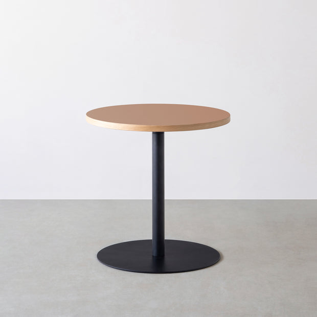 THE CAFE TABLE / リノリウム 全24色　Black Steel 1本脚 × ラウンド φ61 - 70