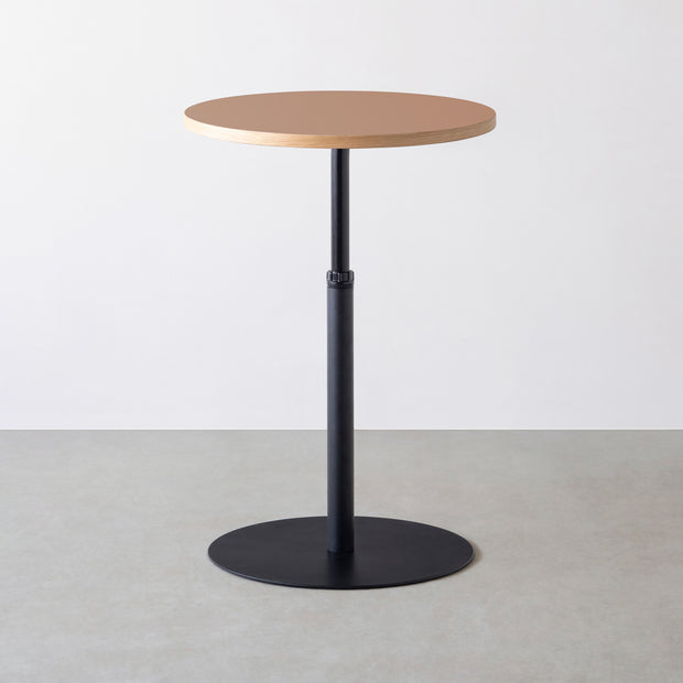 THE CAFE TABLE / リノリウム 全24色　Black Steel 1本脚 × ラウンド φ61 - 70