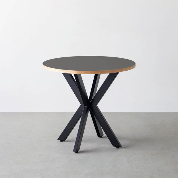 THE CAFE TABLE / リノリウム 全32色　Black Steel カフェX × ラウンド φ71 - 80