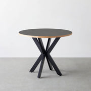 THE CAFE TABLE / リノリウム 全32色　Black Steel カフェX × ラウンド φ81 - 90