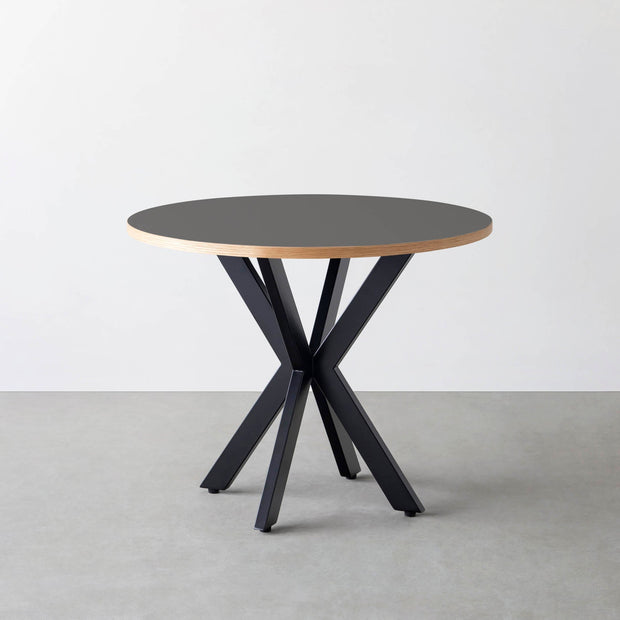 THE CAFE TABLE / リノリウム 全32色　Black Steel カフェX × ラウンド φ81 - 90