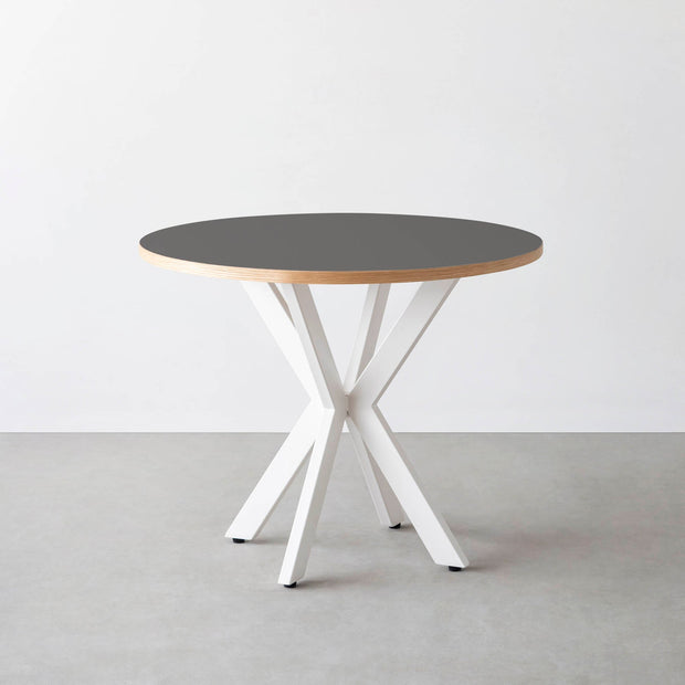 THE CAFE TABLE / リノリウム 全32色　White Steel カフェX × ラウンド φ81 - 90