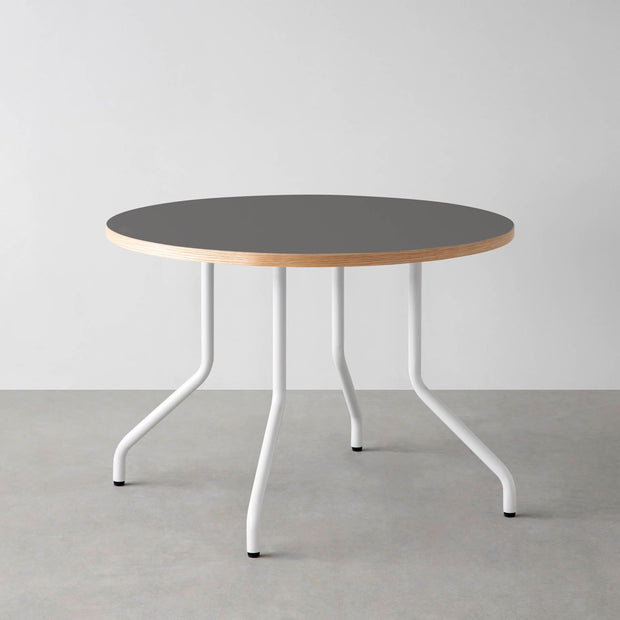 THE CAFE TABLE / リノリウム 全32色　White Steel 4本脚 × ラウンド φ81 - 100