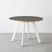 THE CAFE TABLE / リノリウム 全32色　White Steel 4本脚 × ラウンド φ81 - 100