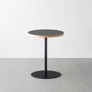 THE CAFE TABLE / リノリウム 全32色　Black Steel 1本脚 × ラウンド φ50 - 60