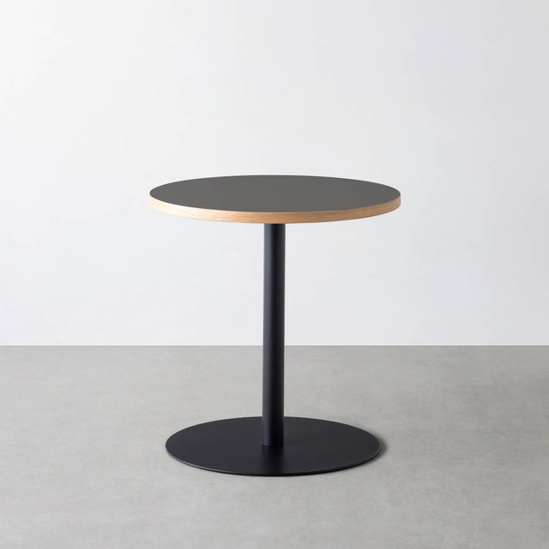 THE CAFE TABLE / リノリウム 全32色　Black Steel 1本脚 × ラウンド φ61 - 70