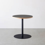 THE CAFE TABLE / リノリウム 全32色　Black Steel 1本脚 × ラウンド φ61 - 70