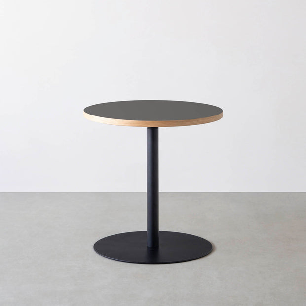 THE CAFE TABLE / リノリウム 全32色　Black Steel 1本脚 × ラウンド φ61 - 70