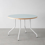 THE CAFE TABLE / リノリウム 全32色　White Steel 4本脚 × ラウンド φ81 - 100