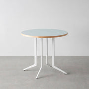 THE CAFE TABLE / リノリウム 全32色　White Steel 4本脚 × ラウンド φ61 - 80